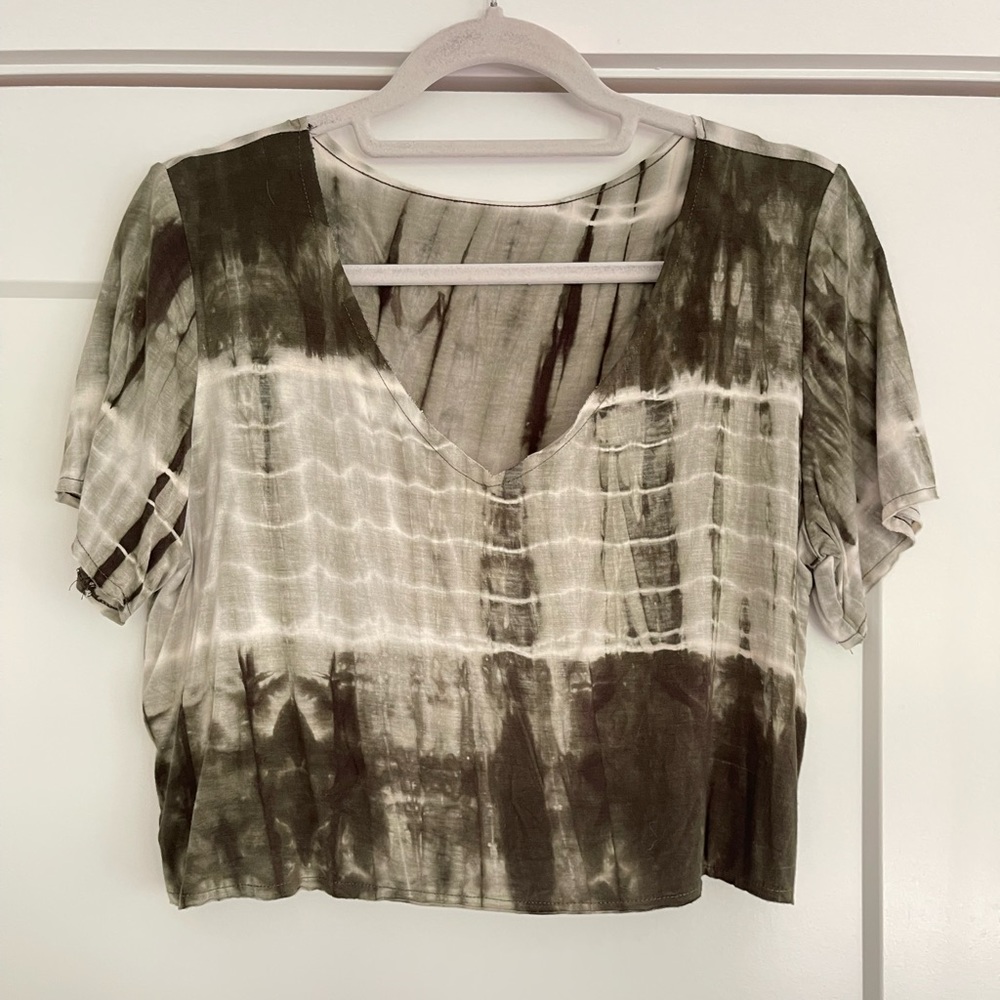 Tie Dye Olive Green Crop Top